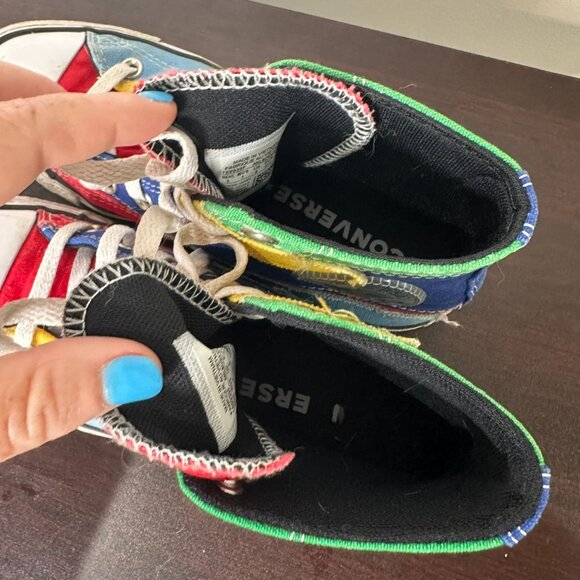 Converse Shoes Men Size 5 Chuck Taylor All Star High Multicolor Patchwork Casual - Picture 8 of 10